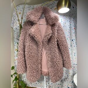 LN shop 17 faux lamb fur teddy bear coat pink s/m